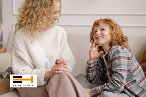 Happy mother and child after sorting child arrangements mediation Bournemouth