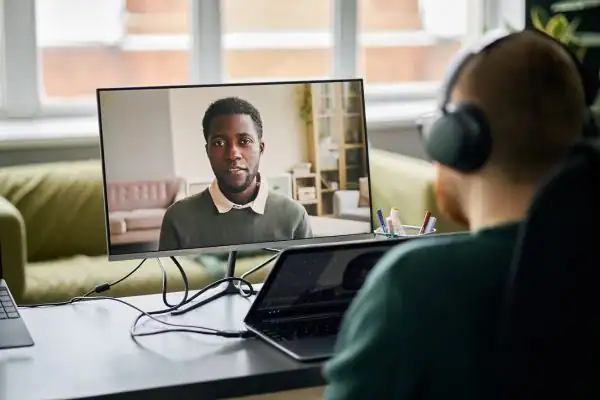 Man attending online mediation Bournemouth MIAMS session